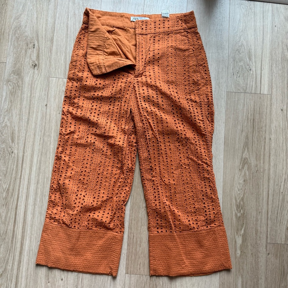 Zara Burnt Orange Textured Pants
